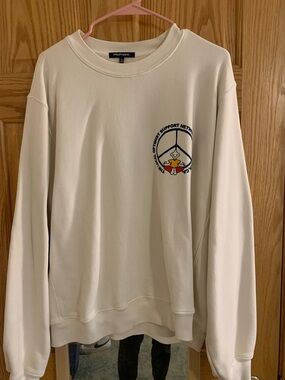 Men's Cream Crewneck Sweatshirt with Logo